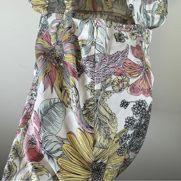 Opening Ceremony Multicolor Floral Print Dress Open Back Cape Overlay Size MEASU - Picture 10 of 12